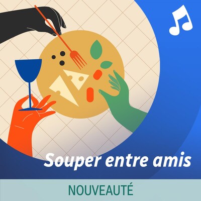 Une illustration de bras autour d'un repas. 